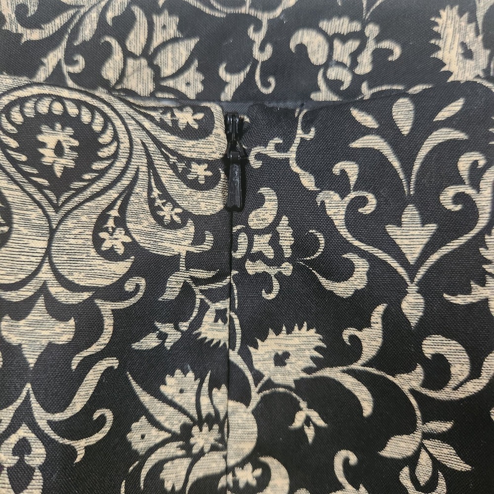 Talbots Skirt size 12 Black Gold Paisley Pencil Knee Career Wedding Church - Picture 9 of 9